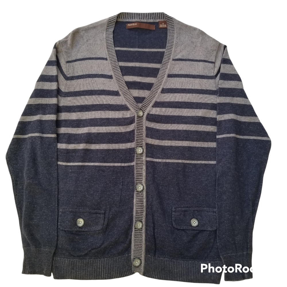 Men's Gray Blue Cardigan w/ Pockets from Perry Ellis Size Medium